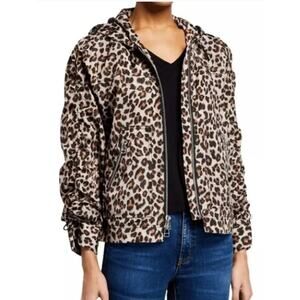 Veronica Beard Sibila Leopard Animal Anorak Cinch Jacket $395 Ruching XS S1
